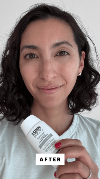 Pai after applying the Isdin Eryfotona Ageless Tinted Mineral Sunscreen