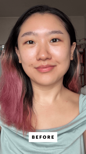 Han before applying the CeraVe Hydrating Mineral Sunscreen Deep Sheer Tint