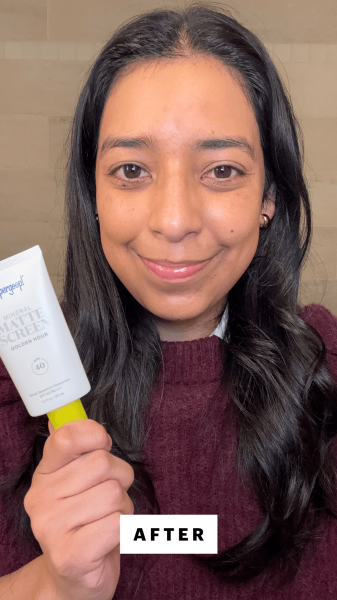 Foresto after applying the Supergoop Mineral Mattescreen SPF 40